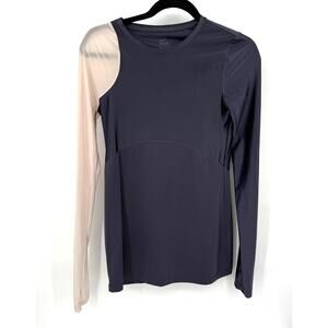 Nike Women's Pro Hypercool Mesh Long Sleeve Colorblock Purple/Cream Shirt Size S